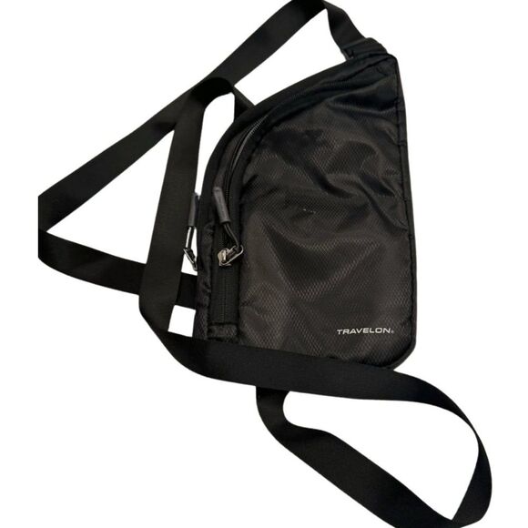 TRAVELON World Travel Essentials Slim Crossbody Bag, Black, purse RFID - Picture 10 of 14